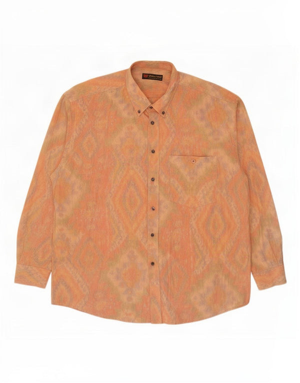 Walter Wolf Mens Shirt Size 44 XL Orange Geometric Cotton