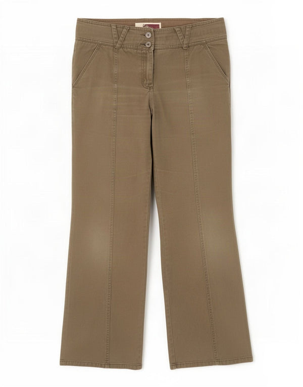 Fat Face Dame Bootcut Chino Bukser UK 14 Large W35 L31 Beige Bomuld