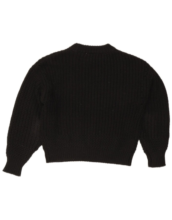 Topshop Dame Oversized Turtle Neck Jumper Sweater UK 6 XS Sort Akryl