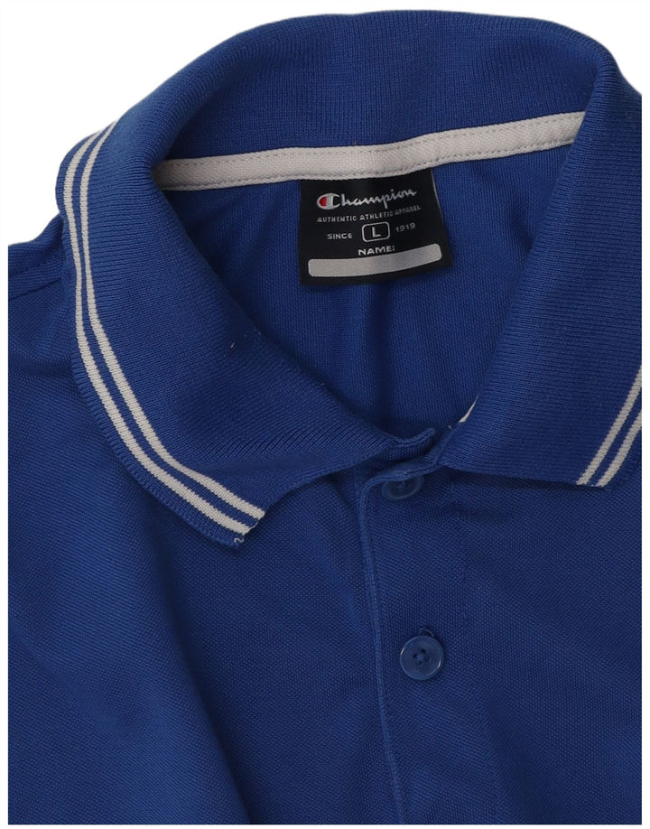 Champion Mens Graphic Polo Shirt Large Blue