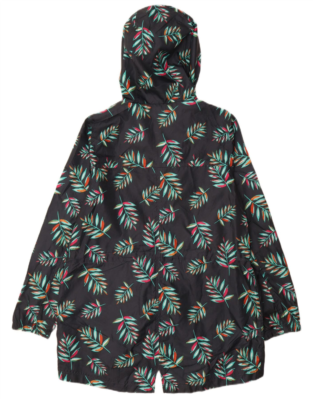 MARKS & SPENCER Womens Hooded Parka Jacket UK 14 Medium Navy Blue Floral