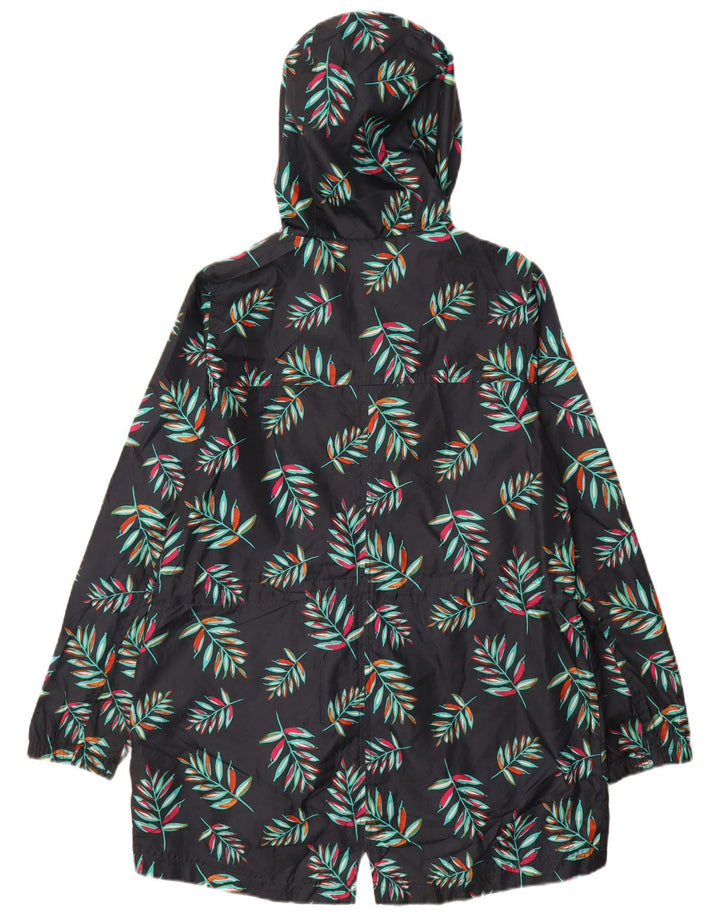 MARKS & SPENCER Womens Hooded Parka Jacket UK 14 Medium Navy Blue Floral