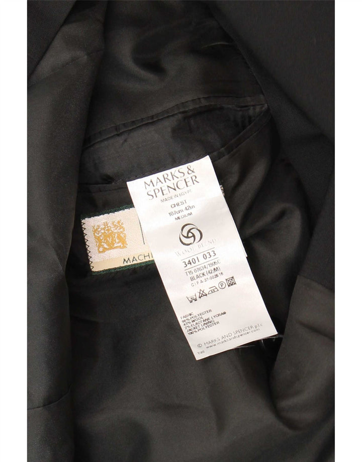 Marks & Spencer Herre Double Breasted Blazer Jacket UK 42 Large Black