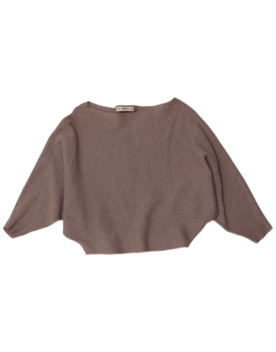Zara Womens Batwing Boat Neck Jumper Sweater UK 12 Medium Grey Viscose