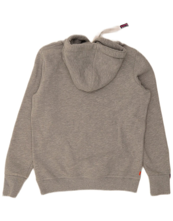 Felpa con cappuccio grafica da donna Superdry UK 16 grande cotone grigio