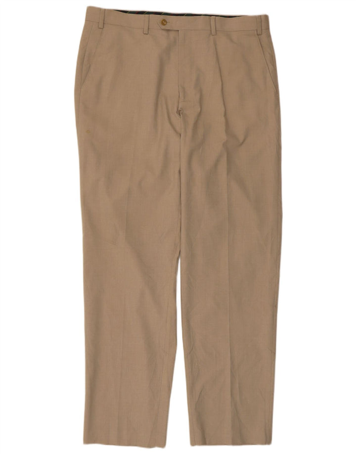 CHAPS Mens Straight Suit Trousers W36 L32 Beige Polyester