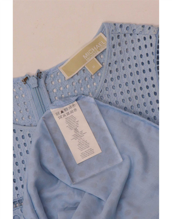 Michael Kors Womens A-Line Dress UK 12 Medium Blue Cotton