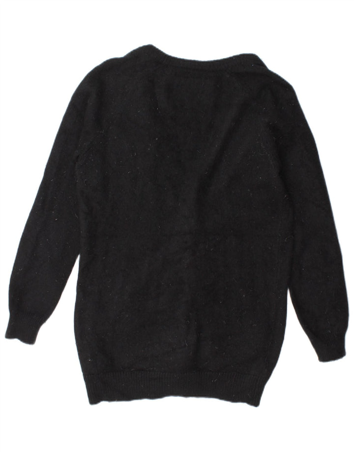 Jack Wills Womens Oversized Cardigan Sweater UK 10 Small Black Angora