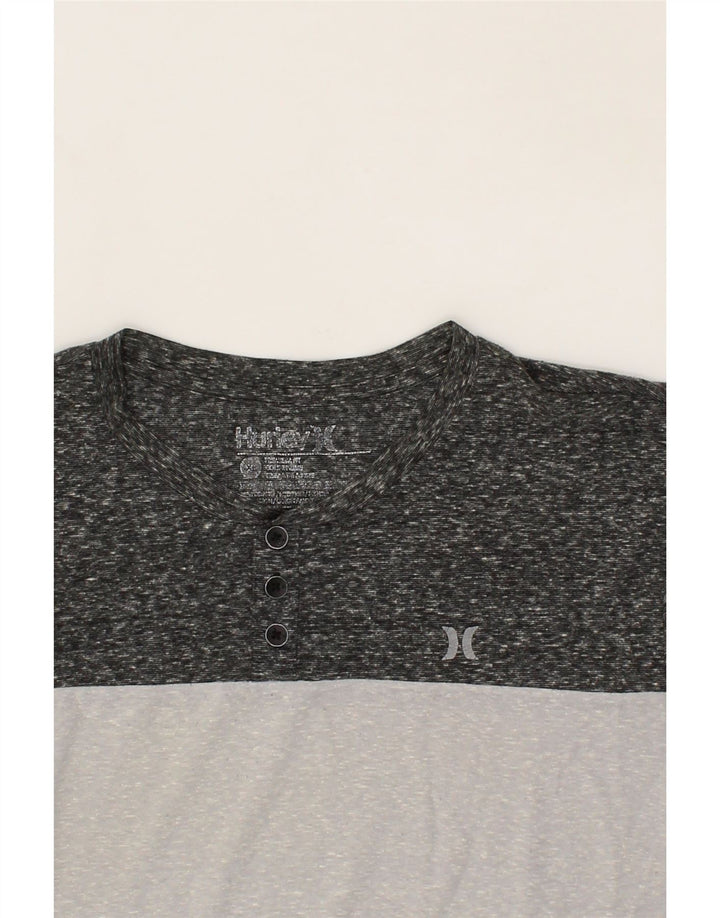 HURLEY Mens T-Shirt Top XL Grey Colourblock Polyester Vintage Hurley and Second-Hand Hurley from Messina Hembry 