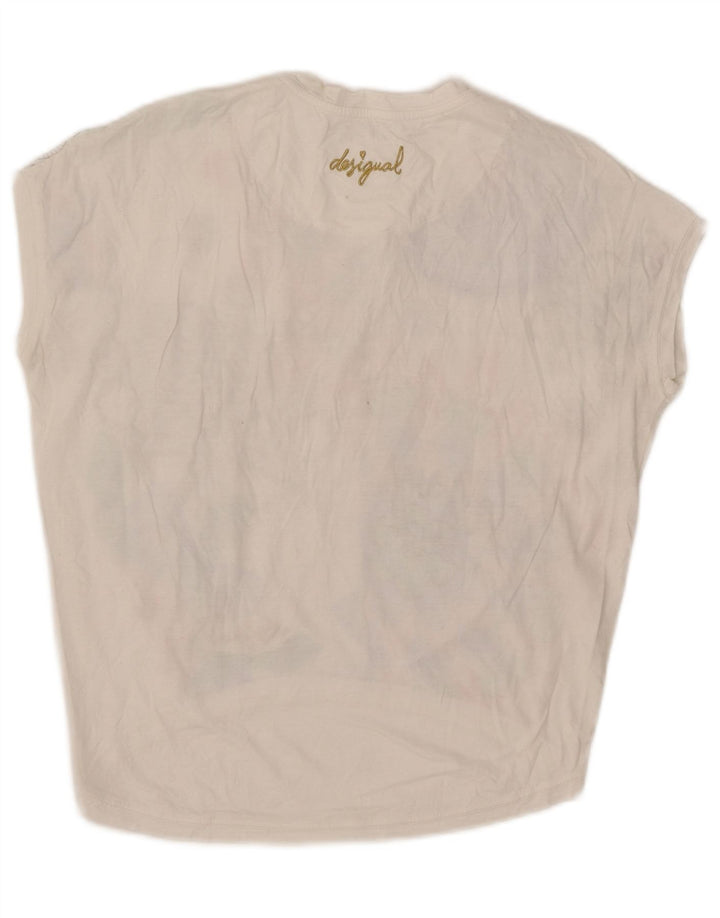 Desigual Womens Oversized Graphic T-Shirt Top UK 10 Small White