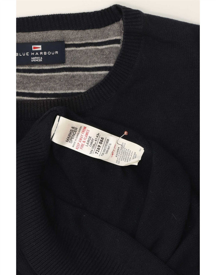 Marks & Spencer Mens Blue Harbour Boat Neck Jumper Sweater Large Navy