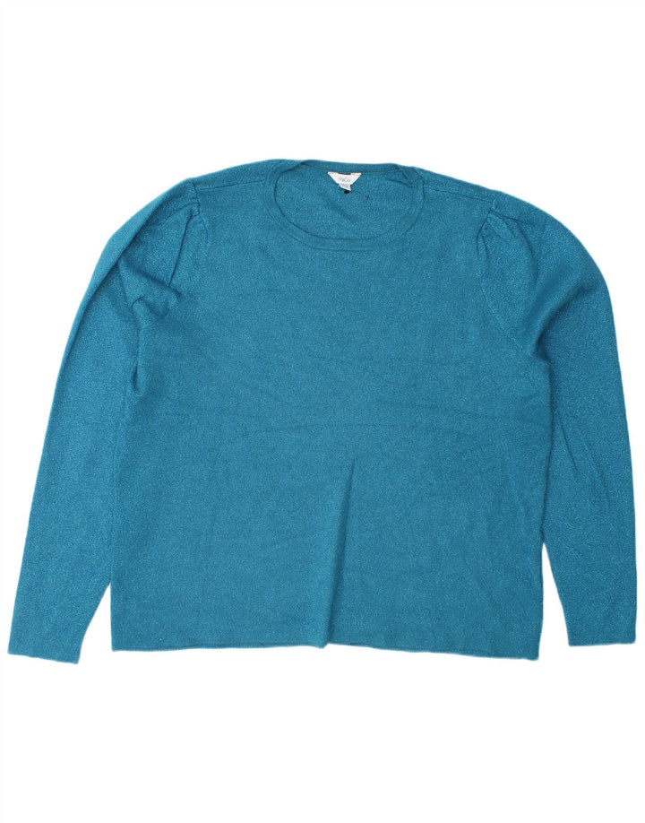 M&CO Womens Crew Neck Jumper Sweater UK 18 XL Blue Polyester