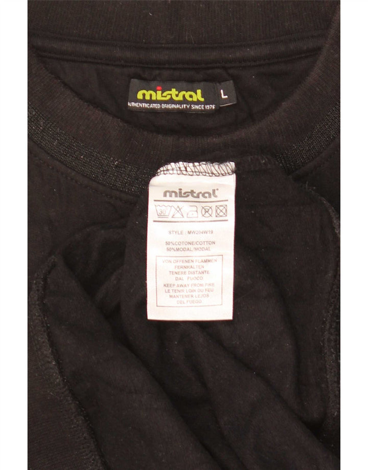 Mistral Mens Graphic Sweatshirt Jumper Large Black Cotton