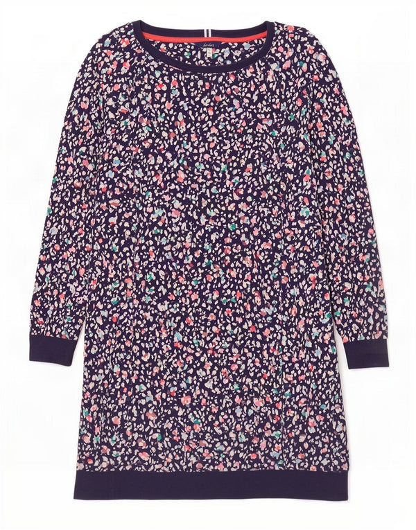 Joules Dame Sweatshirt Jumper Kjole UK 18 XL Marineblå plettet bomuld