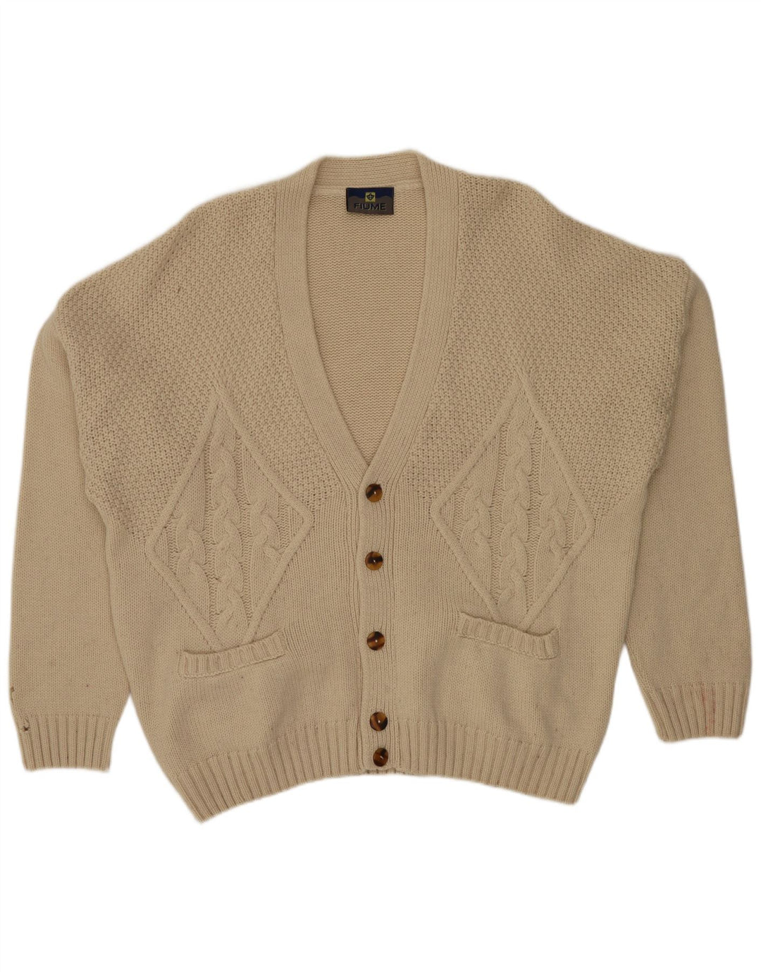 Fiume Mens Cardigan Sweater IT 54 XL Beige Wool