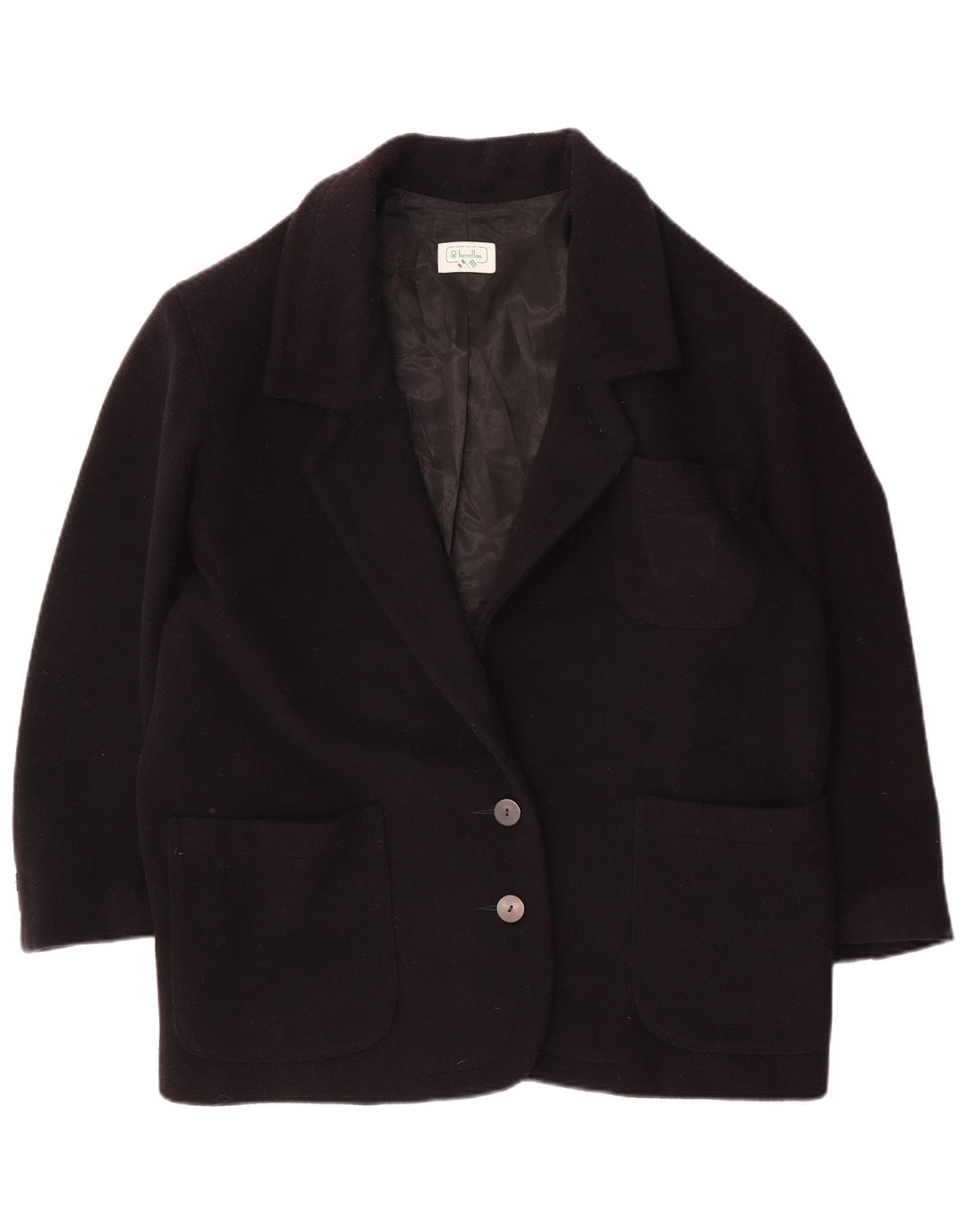 Benetton Womens 2 Button Oversized Blazer Jacket IT 42 Medium Navy Blue