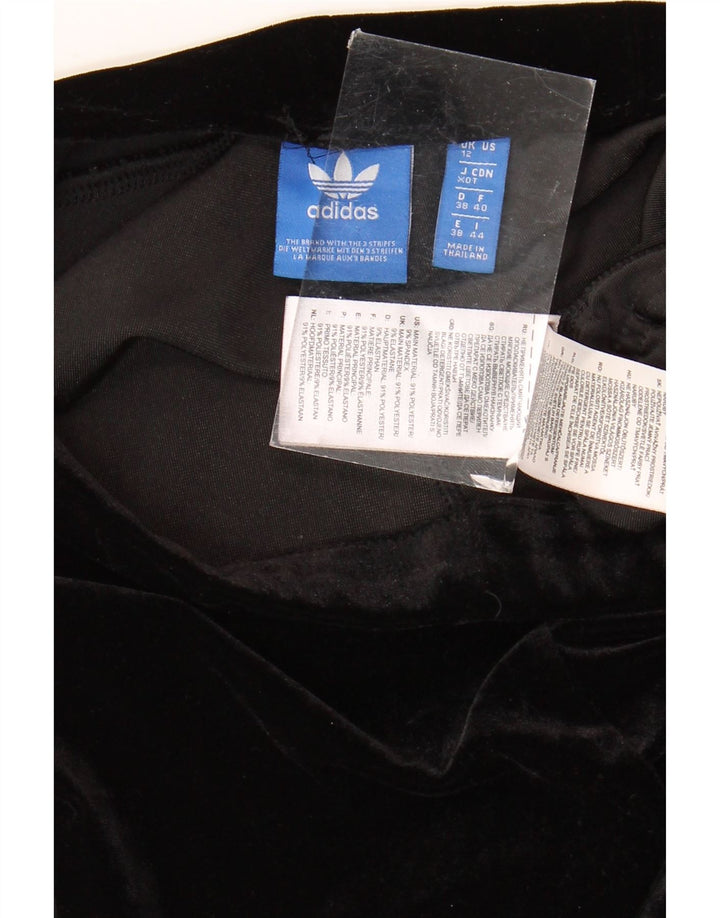 Adidas Womens Velour Leggings UK 12 Medium Black Polyester