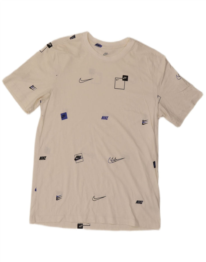Nike Herre grafisk T-shirt Top Medium Hvid Bomuld