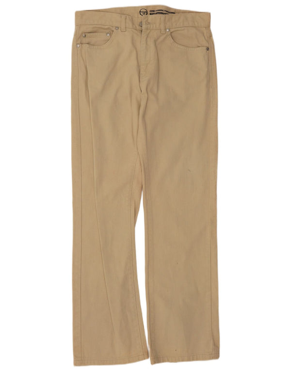 Sergio Tacchini Calça masculina reta casual W32 L30 algodão bege