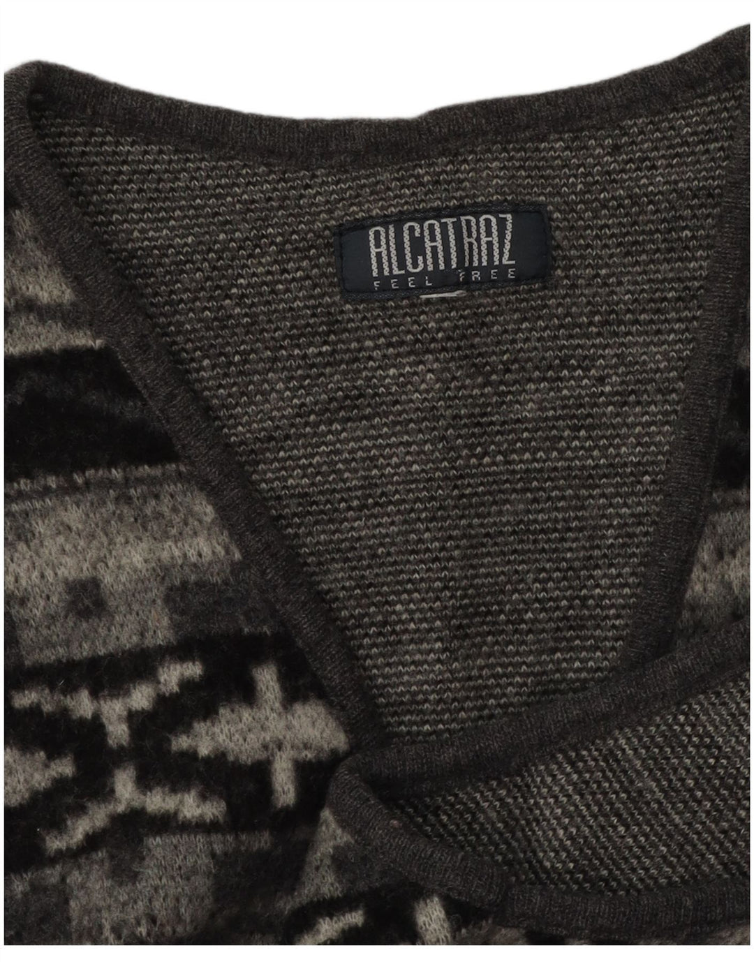 Alcatraz Mens Sleeveless Cardigan Sweater Small Grey Geometric