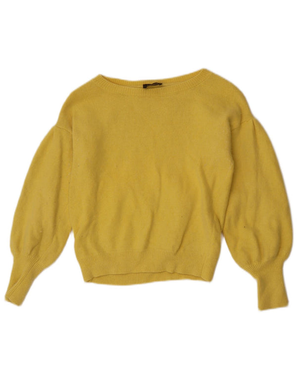 Maglione maglione con scollo a barca corto da donna Liu Jo UK 8 piccolo giallo poliammide