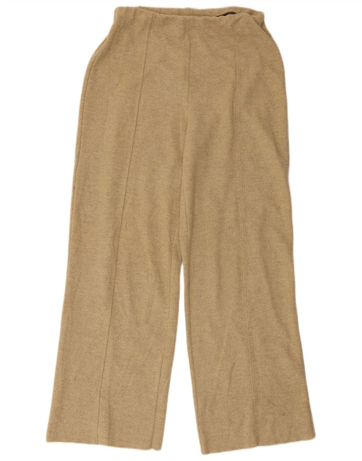 Zara Womens High Waist Tracksuit Trousers UK 12 Medium  Beige Polyester