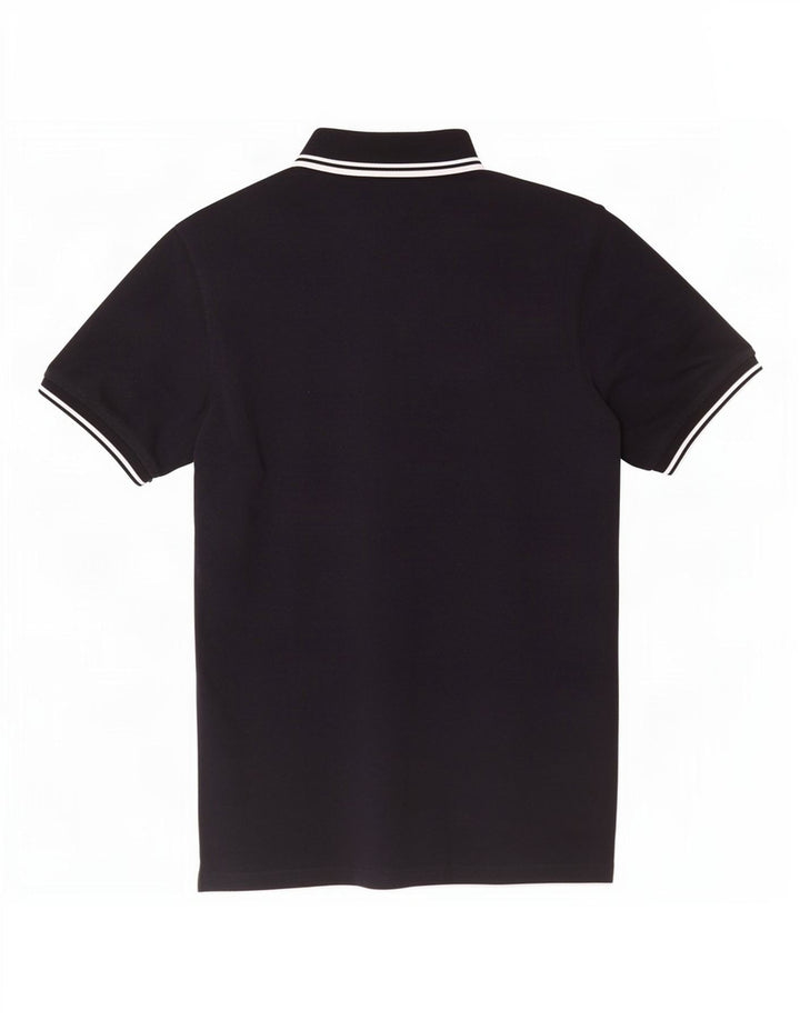 Fred Perry Mens Polo Shirt Small Navy Blue Striped Cotton