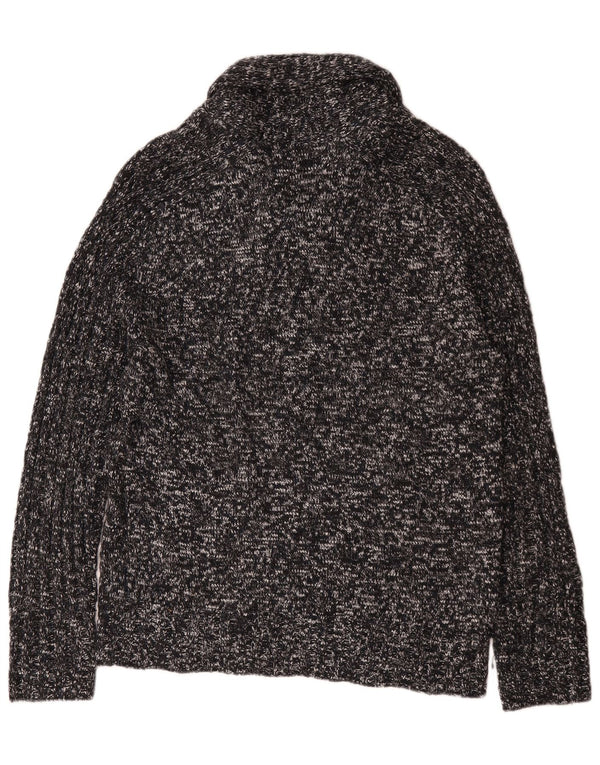 Armani Exchange Uomo Maglione con collo a scialle Maglione grande acrilico nero chiazzato