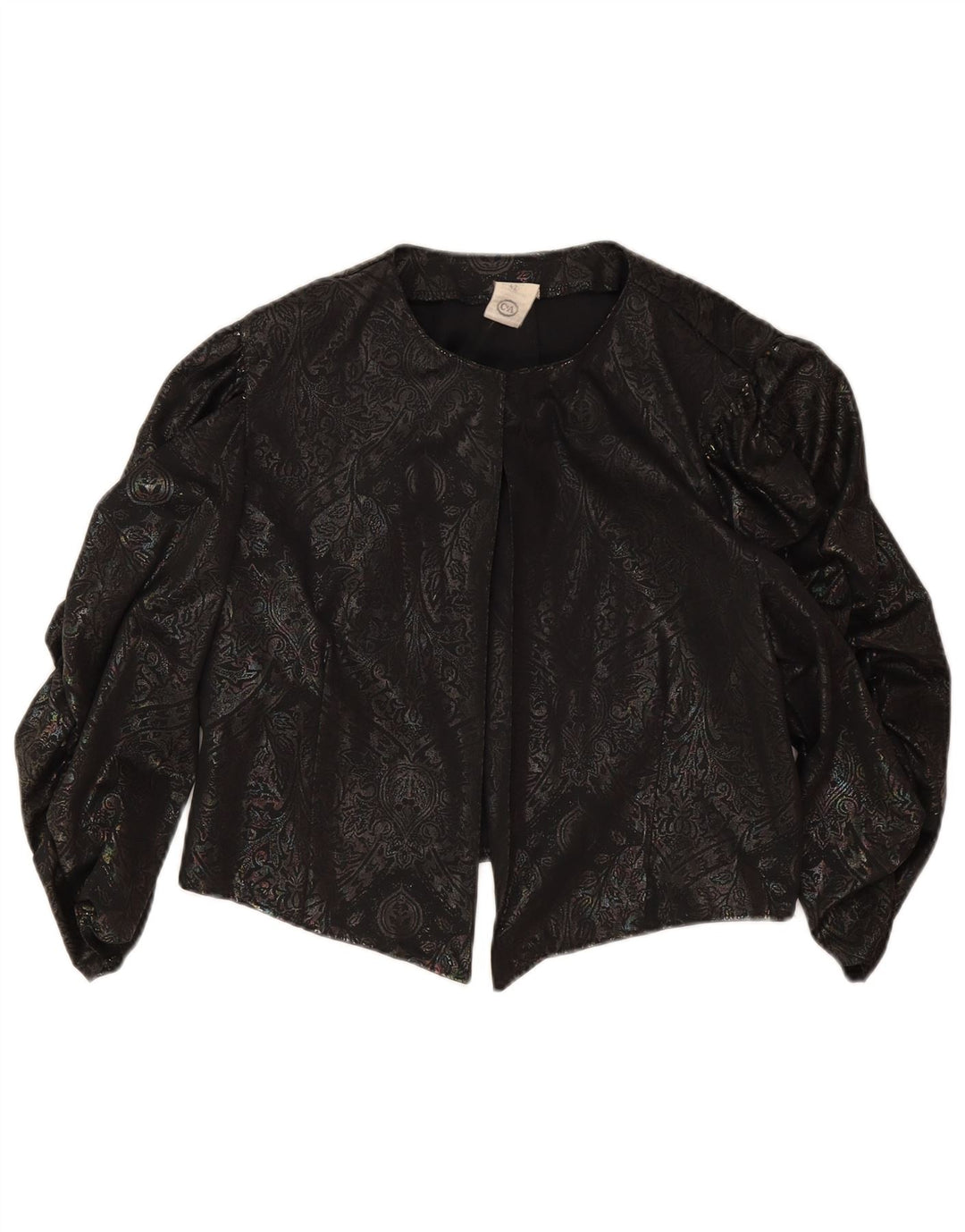 C & A Womens 3/4 Sleeve Bolero Top IT 42 Medium Black Paisley