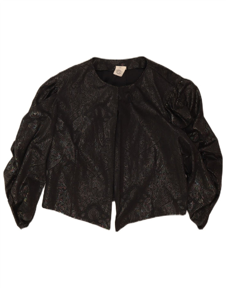 C & A Womens 3/4 Sleeve Bolero Top IT 42 Medium Black Paisley