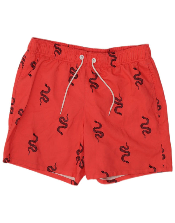 Hollister Mens Abstract Pattern Swimming Shorts Small Red Polyester Beach