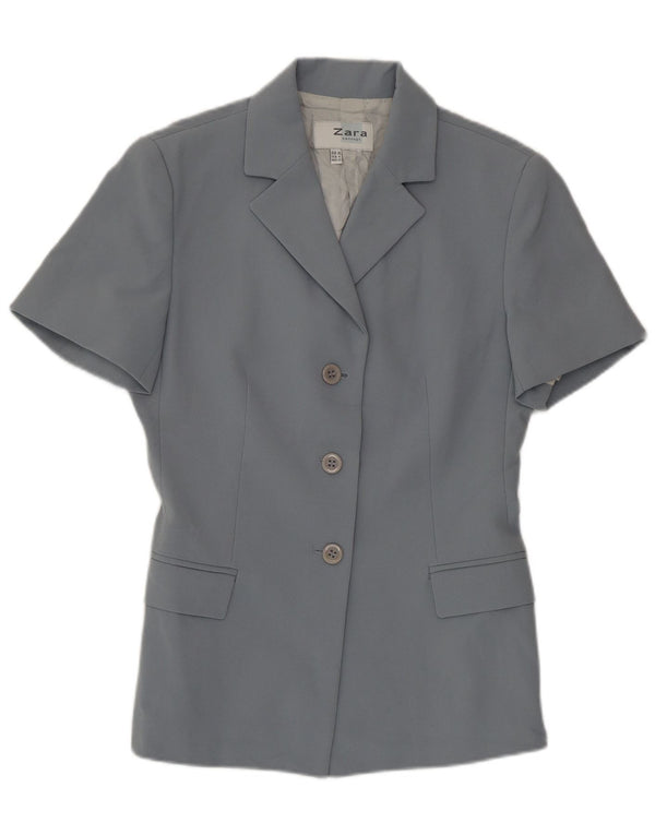 Zara Womens Short Sleeve 3 Button Blazer Jacket EU 36 XS Grey
