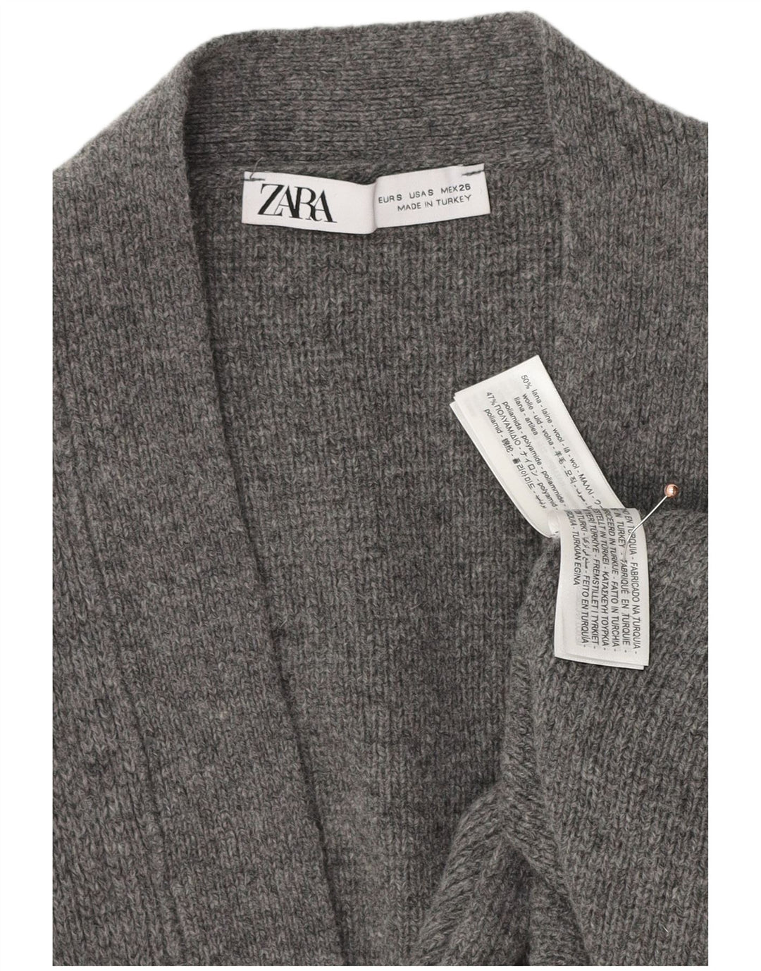 ZARA oversized cardigan sweater til kvinder UK 10 Small Grey Cashmere