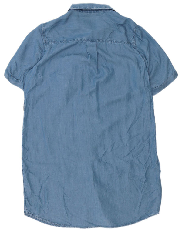 Marks & Spencer Vestido camisero de manga corta para mujer UK 46 Large Blue Lyocell