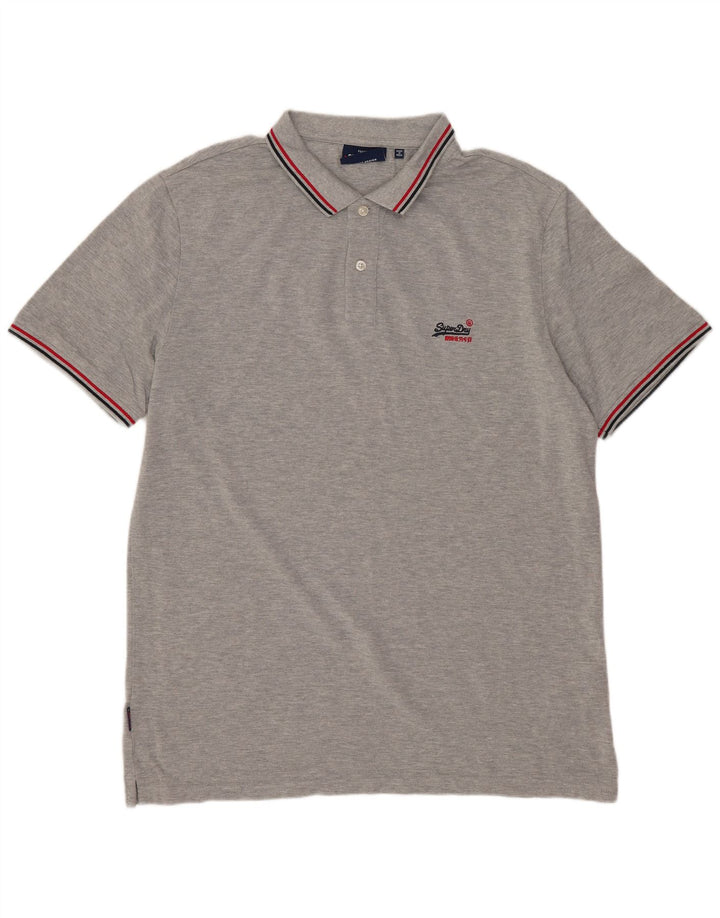 SUPERDRY Mens Polo Shirt 2XL Grey Cotton