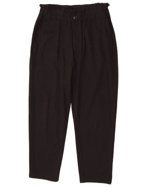 Zara Kvinder Højtaljet tilspidsede Cropped Bukser Large W30 L24 Sort Viscose