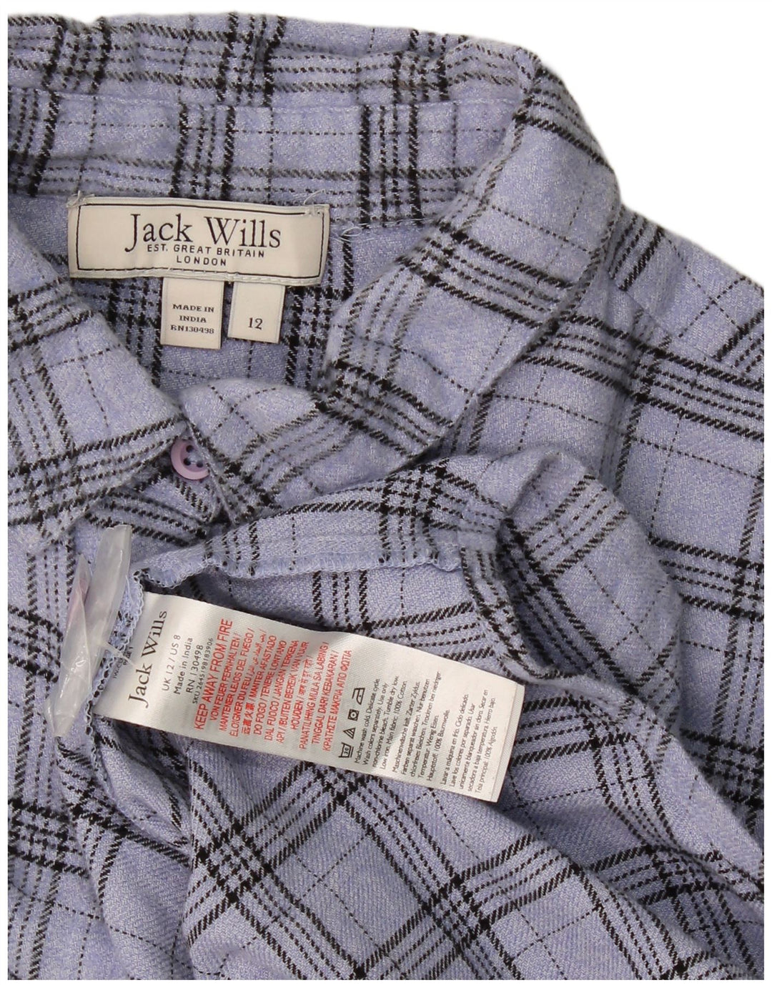 Jack Wills Womens Oversized Shirt Dress UK 12 Medium  Blue Check Cotton