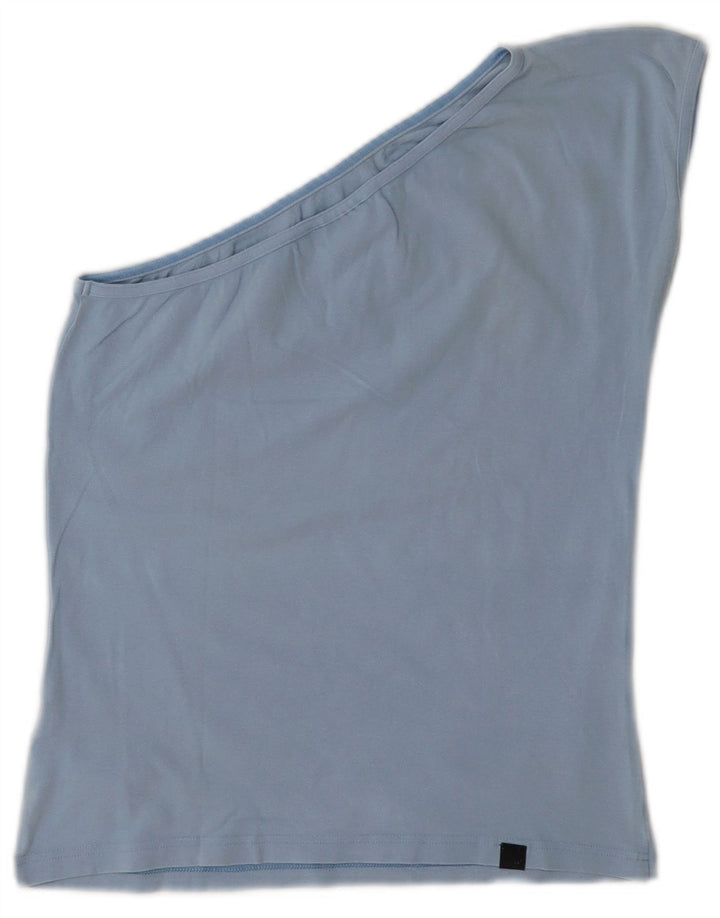 Puma Γυναικείο Graphic One Shoulder Top UK 12 Medium Blue Cotton