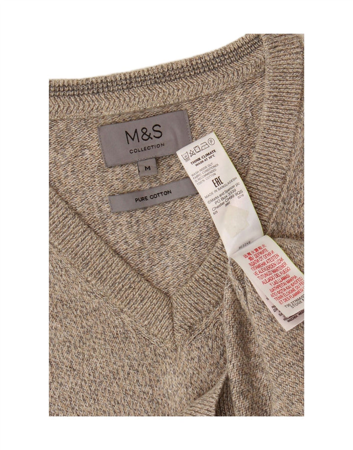Marks & Spencer Mens Vest Tank Top Medium Beige Flecked Cotton