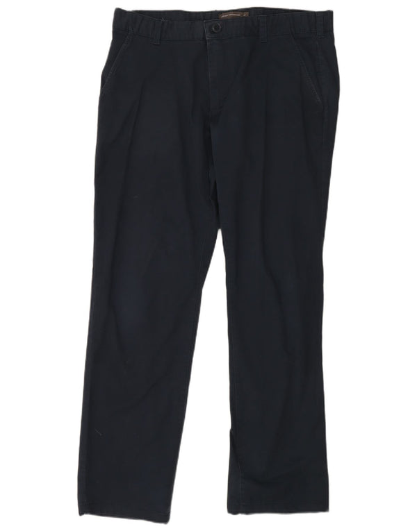 Calça chino reta masculina French Connection W34 L29 algodão azul marinho