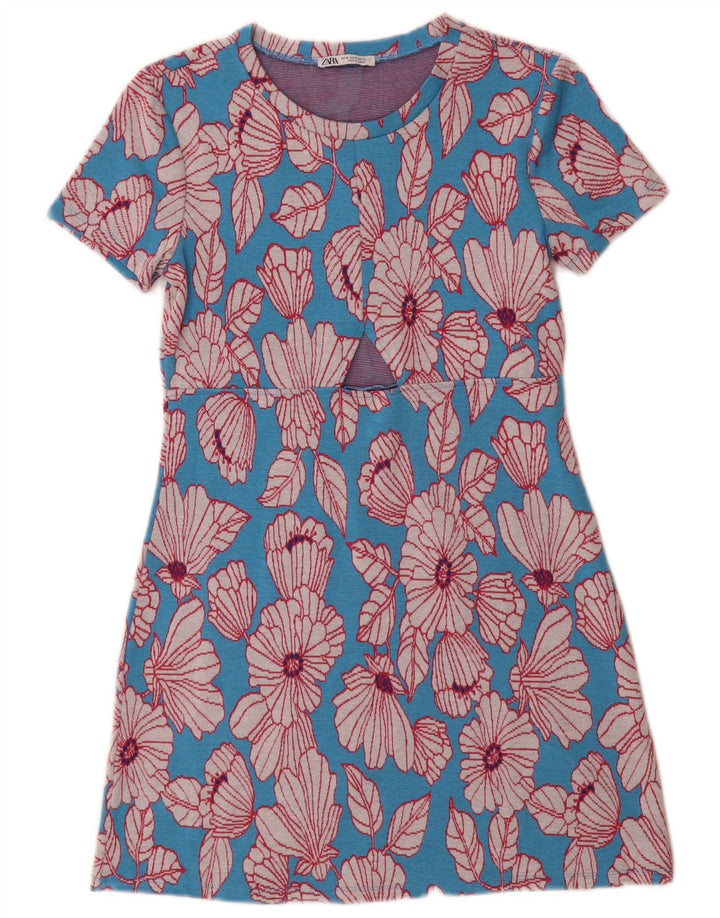 Abito basic da donna Zara UK 12 blu medio floreale