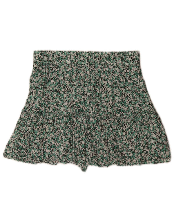Calça feminina cintura alta Zara médio W28 viscose floral verde
