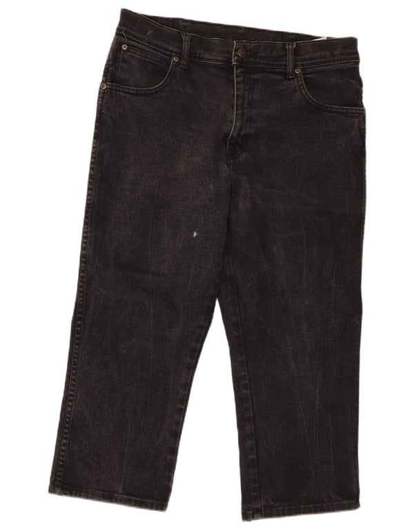 Jeans dritti Wrangler Capri vestibilità regolare da uomo W34 L22 cotone nero
