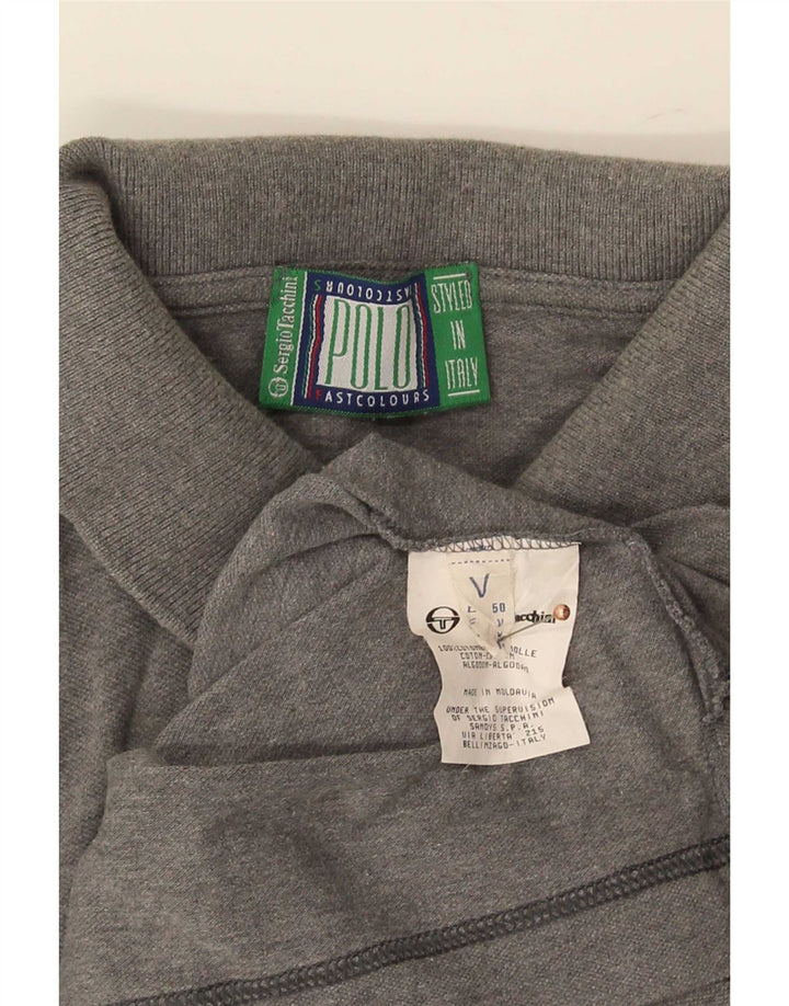 Sergio Tacchini Mens Polo Shirt IT 50 Medium Grey Cotton