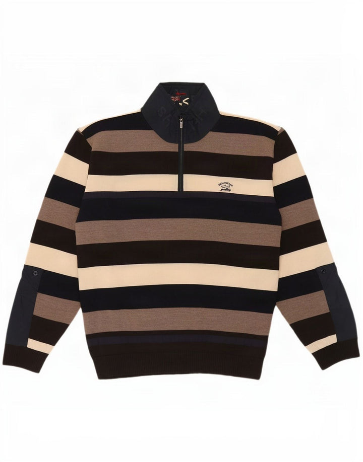 Paul & Shark Herren-Pullover mit Reißverschluss, XL, mehrfarbig gestreift