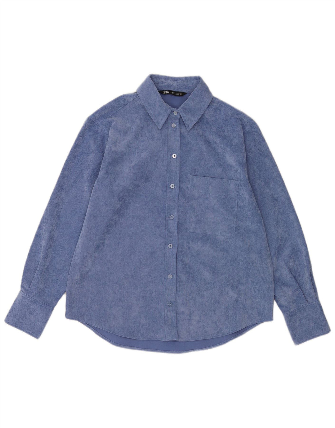 Zara Damen Cordhemd UK 14 Mittelblaues Polyester