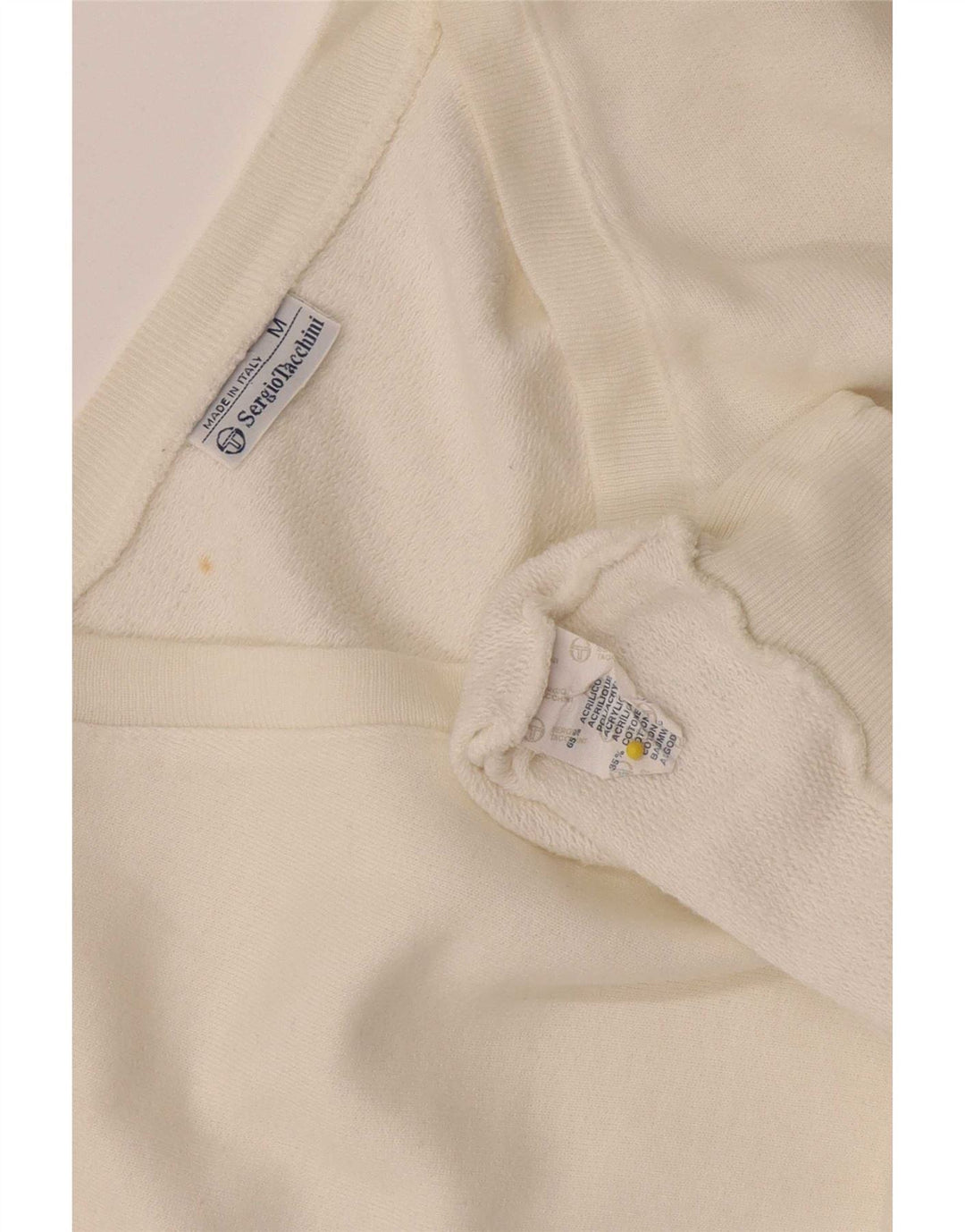 Sergio Tacchini Mens Sleeveless Sweatshirt Jumper Medium White Acrylic