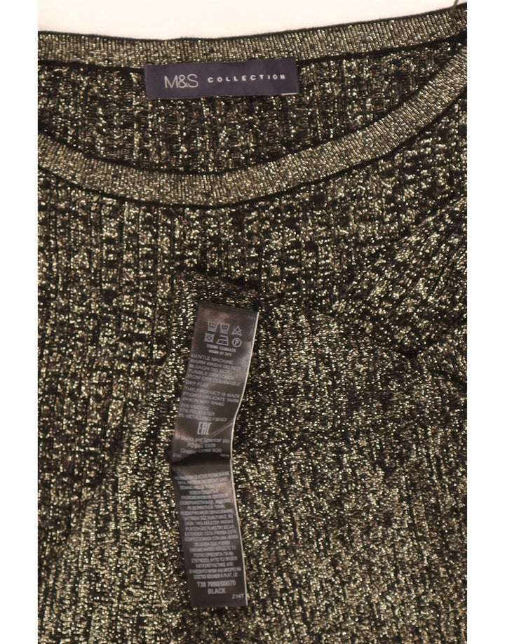 Marks & Spencer Womens Boat Neck Jumper Sweater UK 12 Medium Black Viscose