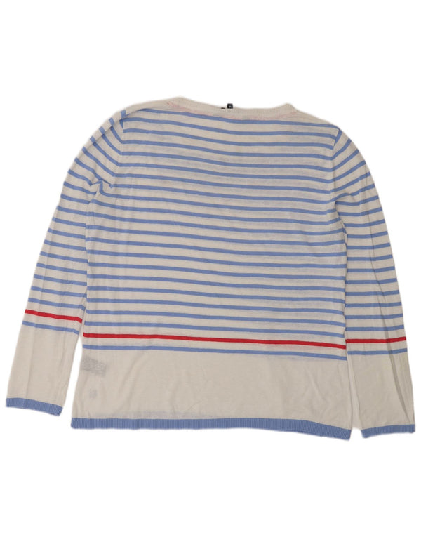 Crew Clothing Womens Boat Neck Jumper Sweater UK 16 Large Blue Striped