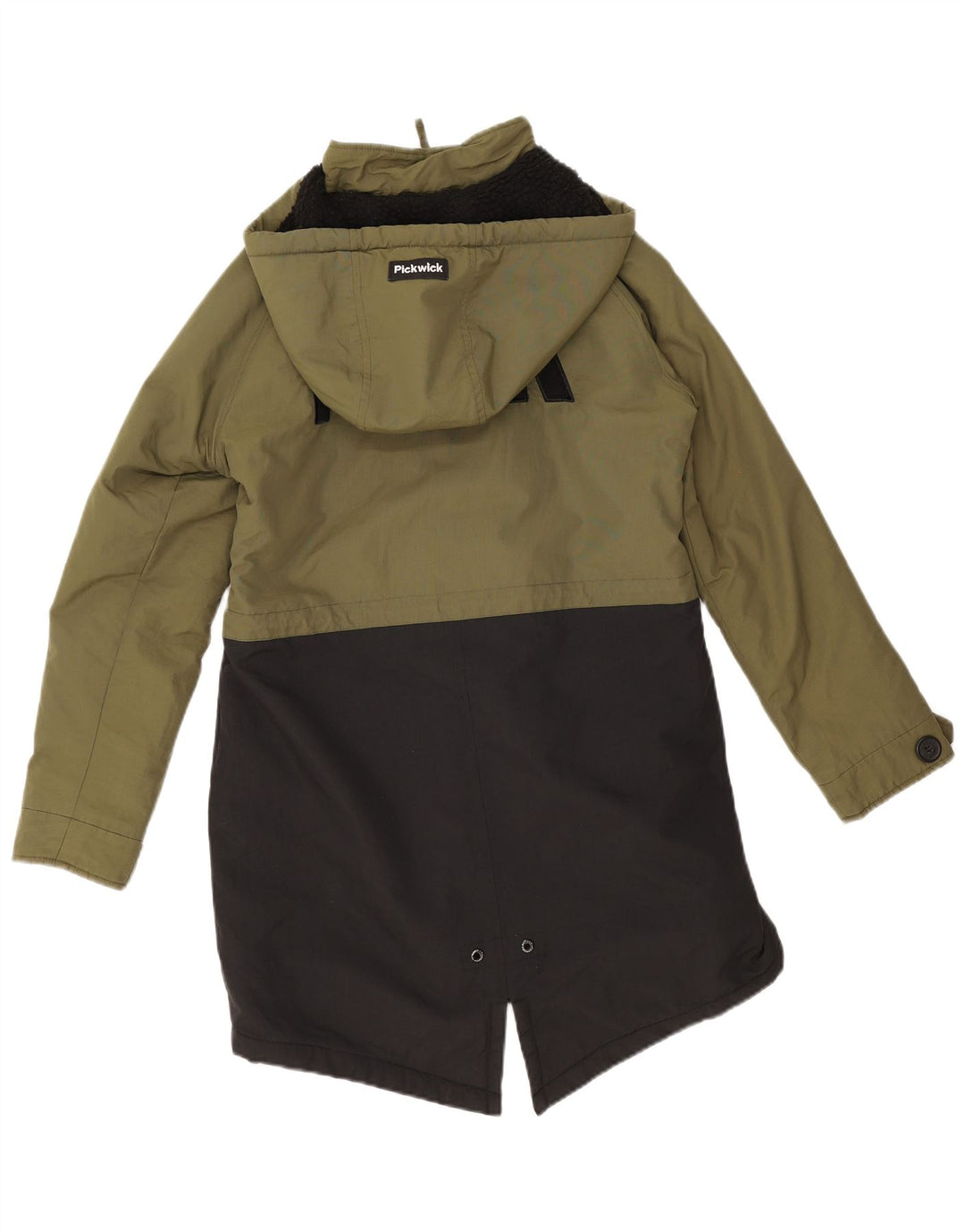 Pickwick Womens Hooded Oversized Parka Jacket UK 10 Small Green Colourblock